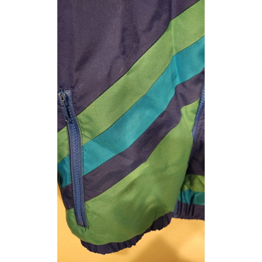 Vintage 80s 90s Retro Ocean Pacific Puffer Jacket Blue‎ Stripped Small EUC - Picture 2 of 4